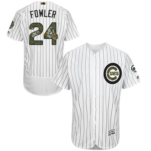 Cubs #24 Dexter Fowler White(Blue Strip) Flexbase Authentic Collection 2016 Memorial Day Stitched Jersey