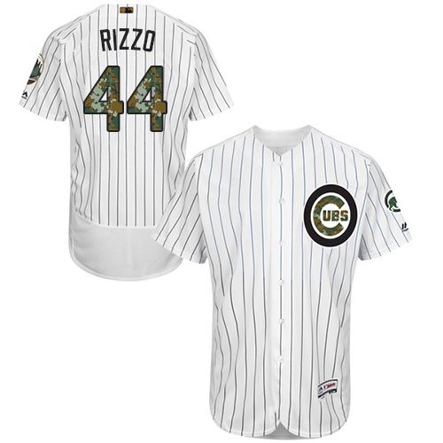 Cubs #44 Anthony Rizzo White(Blue Strip) Flexbase Authentic Collection 2016 Memorial Day Stitched Jersey