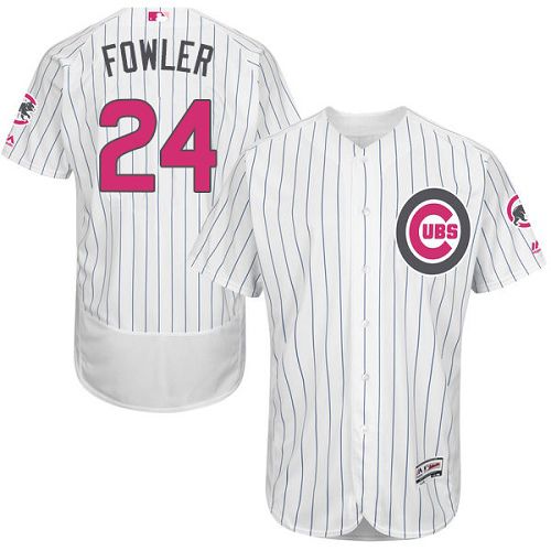Cubs #24 Dexter Fowler White(Blue Strip) Flexbase Authentic Collection 2016 Mother's Day Stitched Jersey
