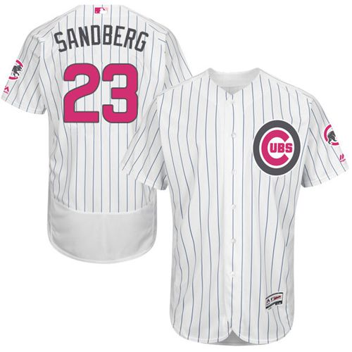 Cubs #23 Ryne Sandberg White(Blue Strip) Flexbase Authentic Collection 2016 Mother's Day Stitched Jersey