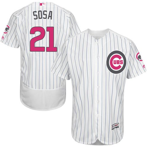 Cubs #21 Sammy Sosa White(Blue Strip) Flexbase Authentic Collection 2016 Mother's Day Stitched Jersey