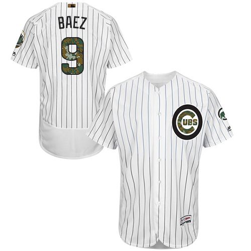 Cubs #9 Javier Baez White(Blue Strip) Flexbase Authentic Collection 2016 Memorial Day Stitched Jersey