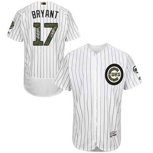 Cubs #17 Kris Bryant White(Blue Strip) Flexbase Authentic Collection 2016 Memorial Day Stitched Jersey