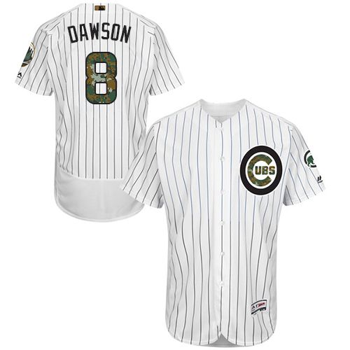 Cubs #8 Andre Dawson White(Blue Strip) Flexbase Authentic Collection 2016 Memorial Day Stitched Jersey