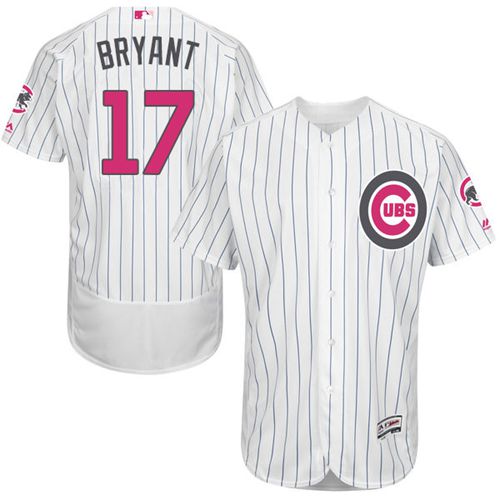 Cubs #17 Kris Bryant White(Blue Strip) Flexbase Authentic Collection 2016 Mother's Day Stitched Jersey
