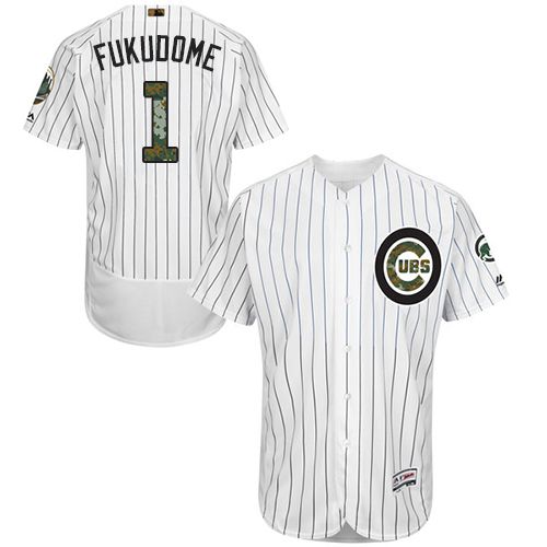 Cubs #1 Kosuke Fukudome White(Blue Strip) Flexbase Authentic Collection 2016 Memorial Day Stitched Jersey
