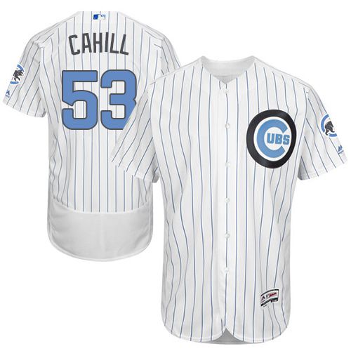 Cubs #53 Trevor Cahill White(Blue Strip) Flexbase Authentic Collection 2016 Father's Day Stitched Jersey