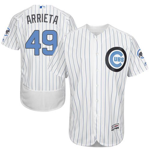 Cubs #49 Jake Arrieta White(Blue Strip) Flexbase Authentic Collection 2016 Father's Day Stitched Jersey