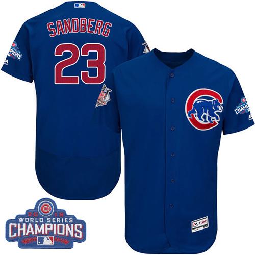 Cubs #23 Ryne Sandberg Blue Flexbase Authentic Collection 2016 World Series Champions Stitched Jersey