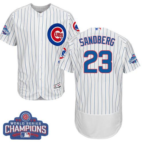 Cubs #23 Ryne Sandberg White Flexbase Authentic Collection 2016 World Series Champions Stitched Jersey