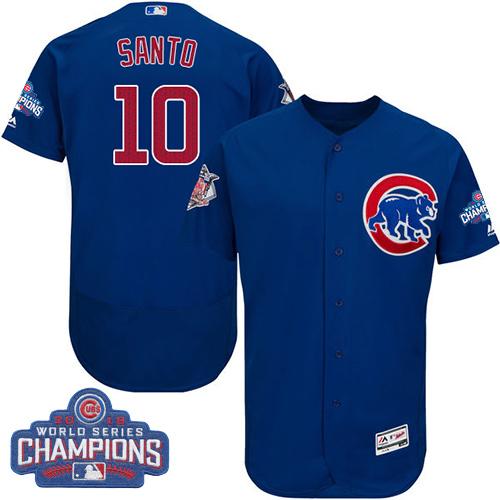 Cubs #10 Ron Santo Blue Flexbase Authentic Collection 2016 World Series Champions Stitched Jersey