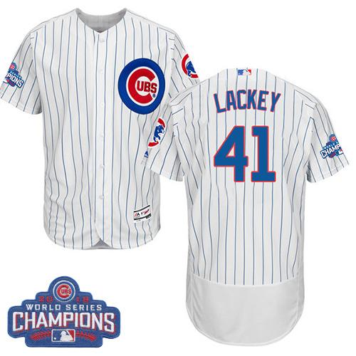 Cubs #41 John Lackey White Flexbase Authentic Collection 2016 World Series Champions Stitched Jersey