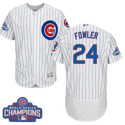 Cubs #24 Dexter Fowler White Flexbase Authentic Collection 2016 World Series Champions Stitched Jersey