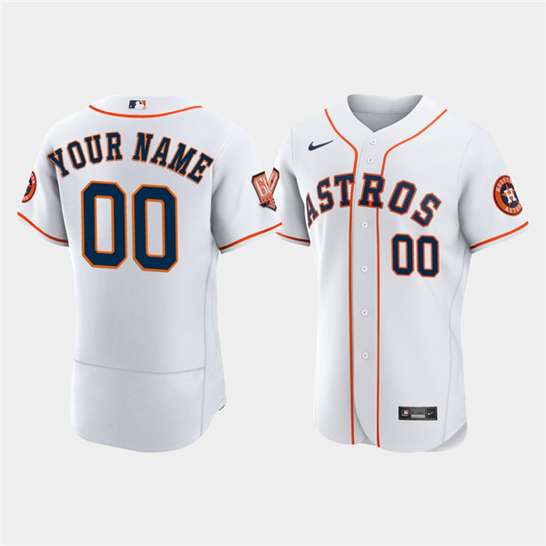 Houston Astros Customized Custom White 60th Anniversary Flex Base Stitched Baseball Jersey