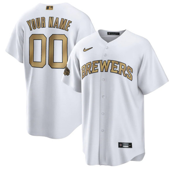 Milwaukee Brewers Customized Custom White 2022 All-Star Cool Base Stitched Baseball Jersey