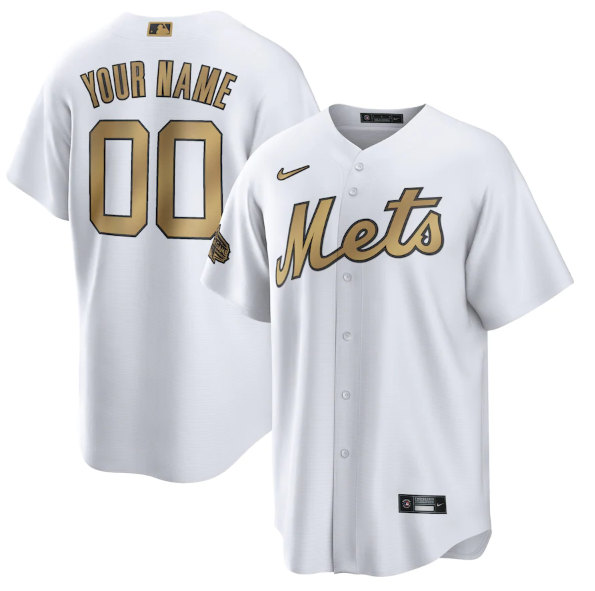 New York Mets Customized Custom White 2022 All-Star Cool Base Stitched Baseball Jersey