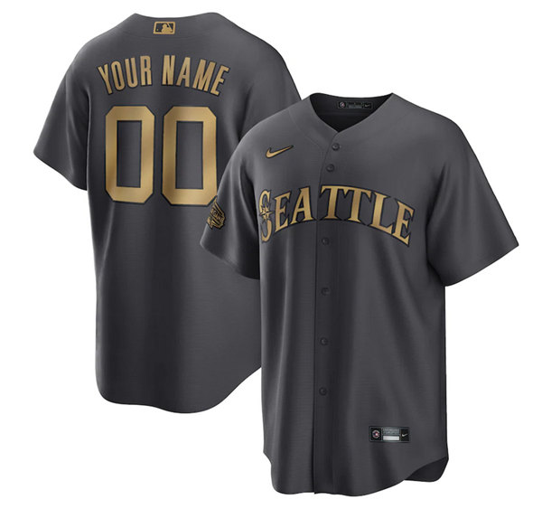 Seattle Mariners Customized Custom Charcoal 2022 All-Star Cool Base Stitched Baseball Jersey
