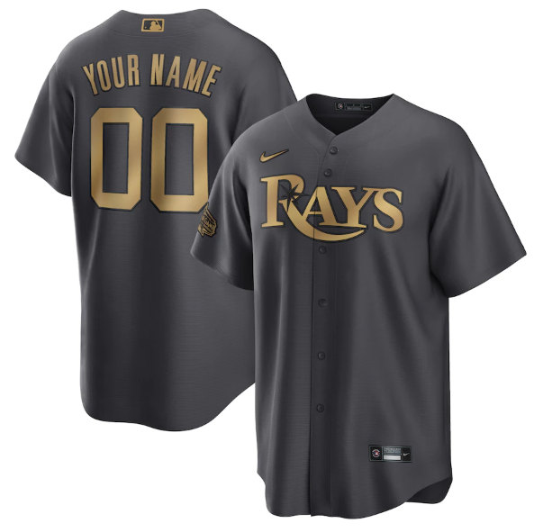 Tampa Bay Rays Customized Custom Charcoal 2022 All-Star Cool Base Stitched Baseball Jersey