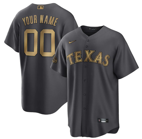 Texas Rangers Customized Custom Charcoal 2022 All-Star Cool Base Stitched Baseball Jersey