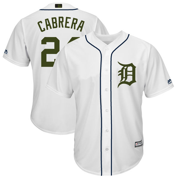 Detroit Tigers #24 Miguel Cabrera White 2018 Memorial Day Cool Base Stitched Jersey