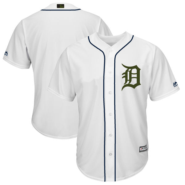 Detroit Tigers Blank White 2018 Memorial Day Cool Base Stitched Jersey
