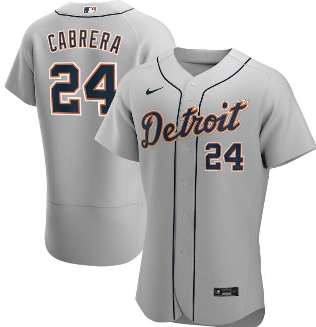 Detroit Tigers Grey #24 Miguel Cabrera Flex Base Stitched Jersey