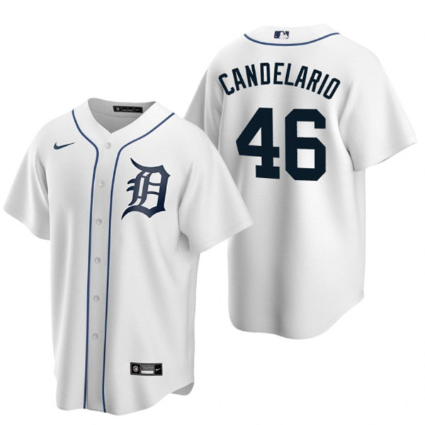 Detroit Tigers #46 Jeimer Candelario White Cool Base Stitched Jersey