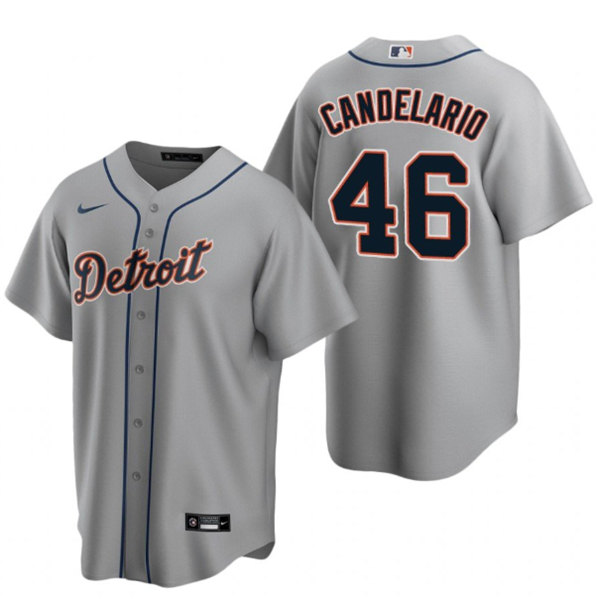 Detroit Tigers #46 Jeimer Candelario Gray Cool Base Stitched Jersey