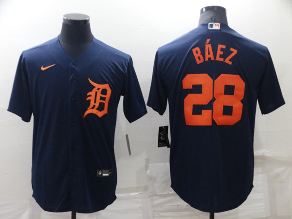 Detroit Tigers #28 Javier Báez Navy Cool Base Stitched Jersey