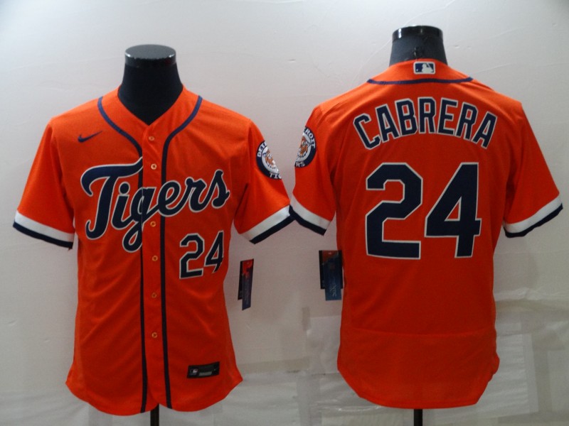 Detroit Tigers #24 Miguel Cabrera Orange Flex Base Stitched Jersey