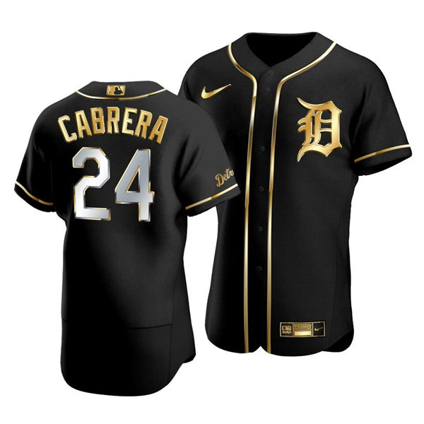 Detroit Tigers #24 Miguel Cabrera Golden Edition Black Flex Base Stitched Jersey