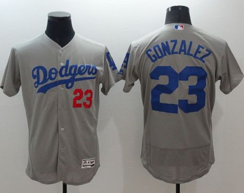 Dodgers #23 Adrian Gonzalez Grey Flexbase Authentic Collection Stitched Jersey