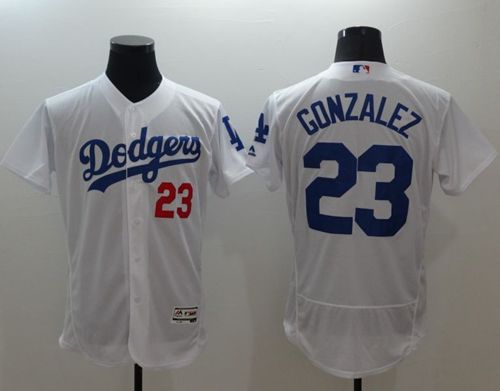 Dodgers #23 Adrian Gonzalez White Flexbase Authentic Collection Stitched Jersey