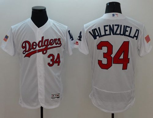 Dodgers #34 Fernando Valenzuela White Fashion Stars Stripes Flexbase Authentic Stitched Jersey