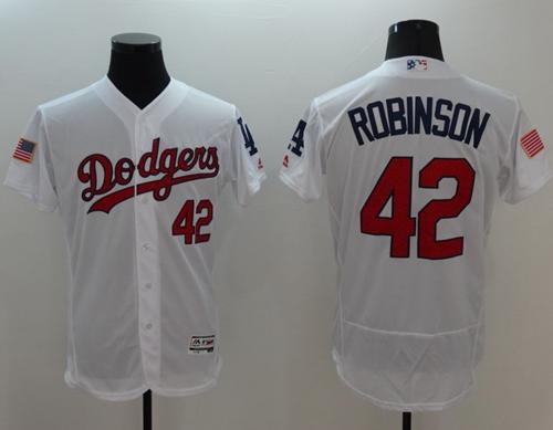 Dodgers #42 Jackie Robinson White Fashion Stars Stripes Flexbase Authentic Stitched Jersey