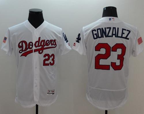 Dodgers #23 Adrian Gonzalez White Fashion Stars Stripes Flexbase Authentic Stitched Jersey