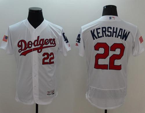 Dodgers #22 Clayton Kershaw White Fashion Stars Stripes Flexbase Authentic Stitched Jersey