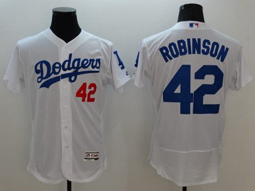 Dodgers #42 Jackie Robinson White Flexbase Authentic Collection Stitched Jersey