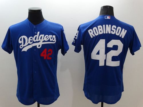 Dodgers #42 Jackie Robinson Blue Flexbase Authentic Collection Stitched Jersey