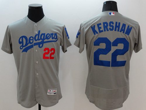 Dodgers #22 Clayton Kershaw Grey Flexbase Authentic Collection Stitched Jersey