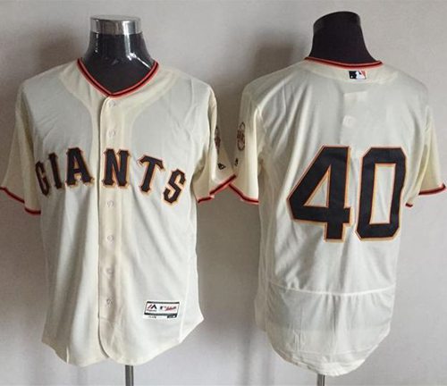 Giants #40 Madison Bumgarner Cream Flexbase Authentic Collection Stitched Jersey