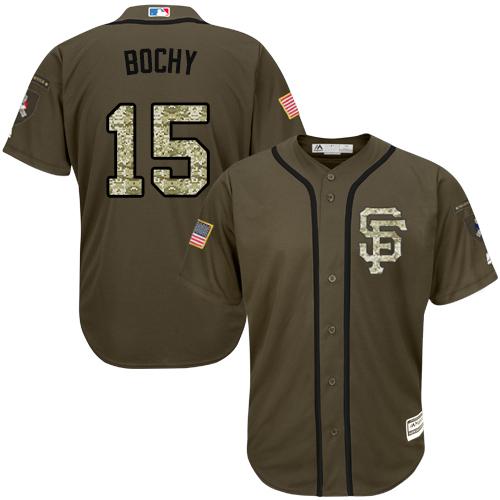 Giants #15 Bruce Bochy Green Salute To Service Stitched Jersey