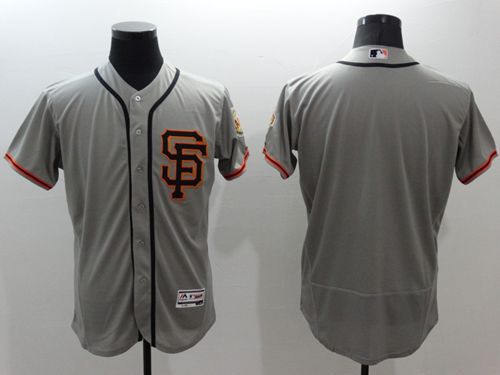 Giants Blank Grey Flexbase Authentic Collection Road 2 Stitched Jersey