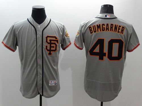 Giants #40 Madison Bumgarner Grey Flexbase Authentic Collection Road 2 Stitched Jersey