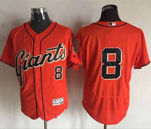 Giants #8 Hunter Pence Orange Flexbase Authentic Collection Stitched Jersey