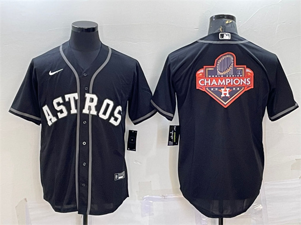 Houston Astros Black 2022 World Series Champions Team Big Logo Cool Base Stitched Jersey