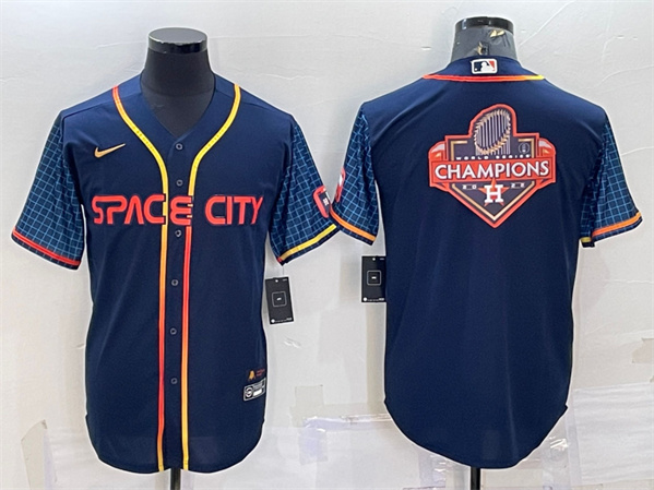 Houston Astros Navy 2022 World Series Champions Team Big Logo City Connect Cool Base Stitched Jersey
