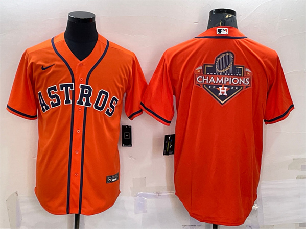 Houston Astros Orange 2022 World Series Champions Team Big Logo Cool Base Stitched Jersey