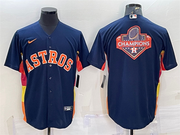 Houston Astros Navy 2022 World Series Champions Team Big Logo Cool Base Stitched Jersey