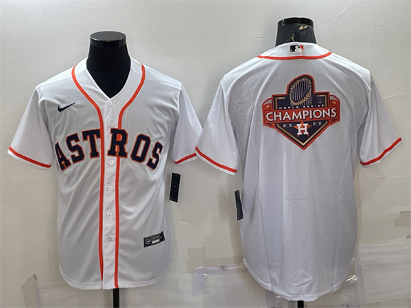 Houston Astros White 2022 World Series Champions Team Big Logo Cool Base Stitched Jersey